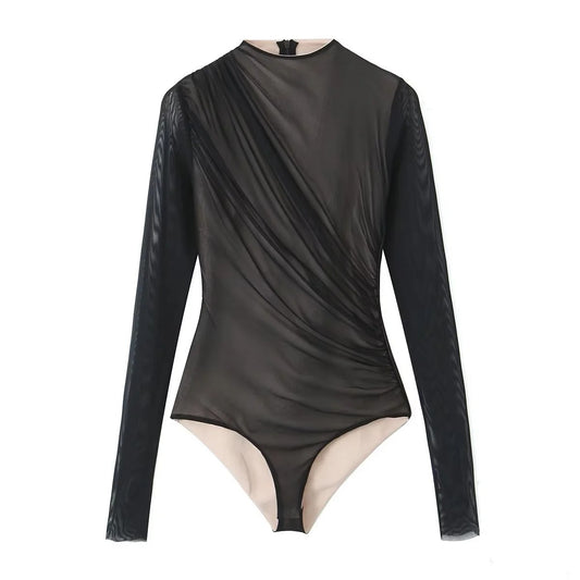 Body in velo con drappeggio