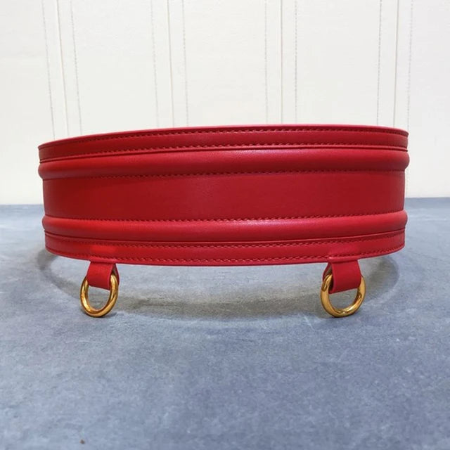 Cintura vita alta in vera pelle doppia fibbia