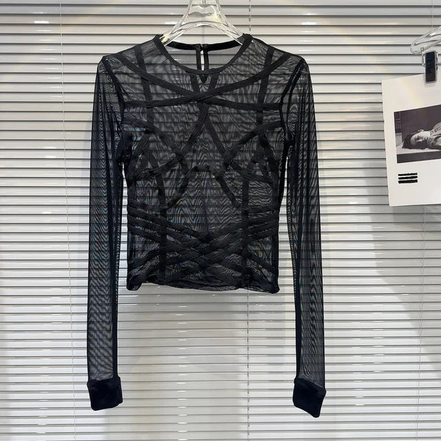 Maglia velo e velluto