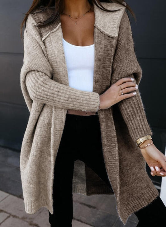 Cardigan bicolore con cappuccio