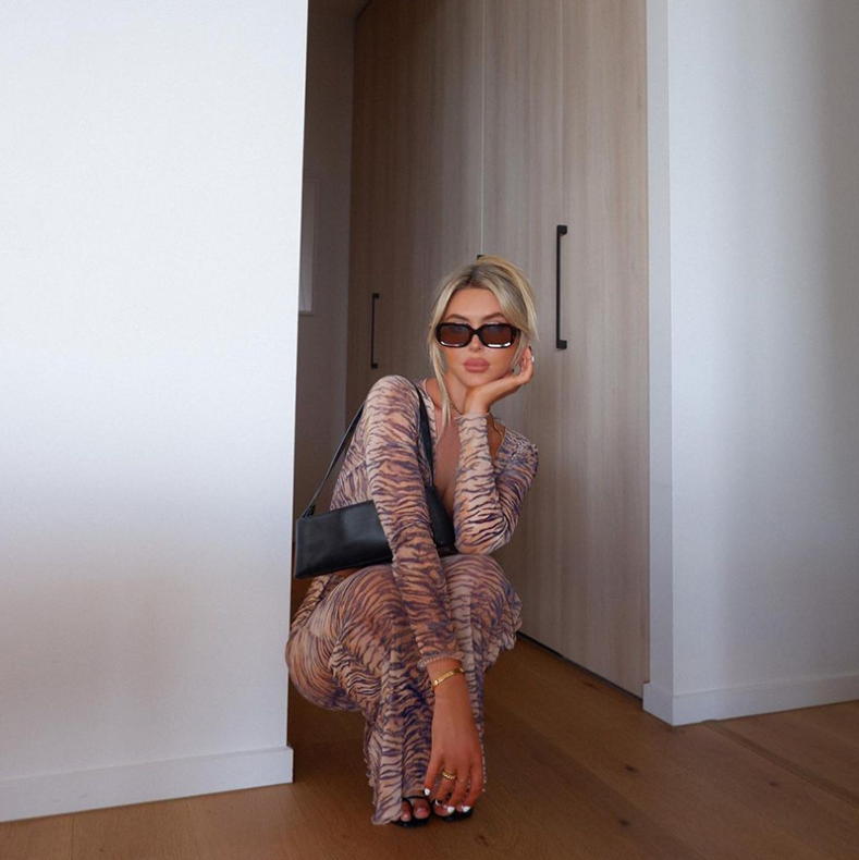 Completo top e gonna in velo stampa zebrata