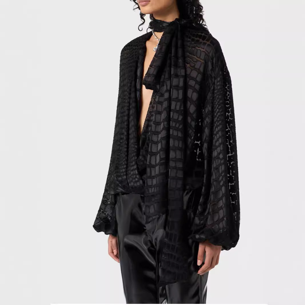 Camicia con scollo e collarino stampa cocco