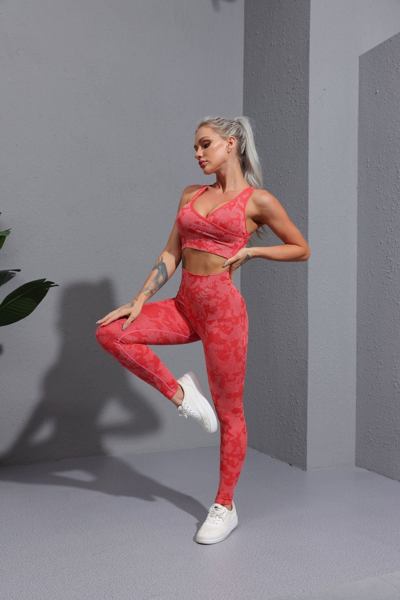 Fitness completo top e leggins camouflage