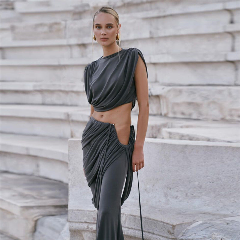 Completo top e pantalone drappeggiato