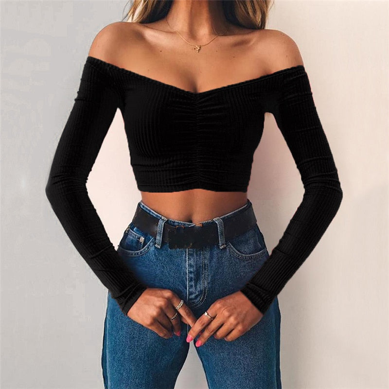 Top a costine spalle scoperte