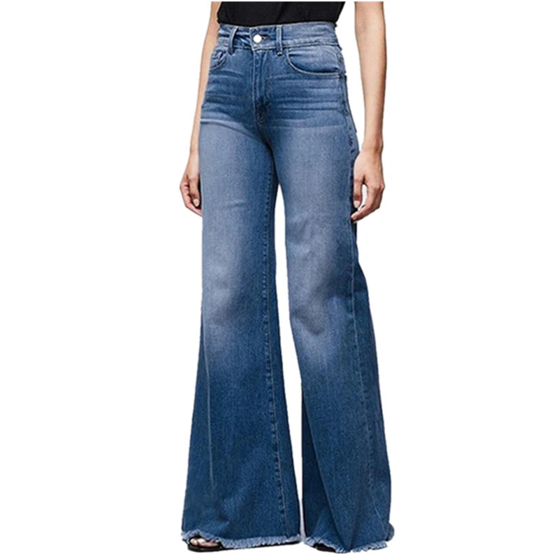Jeans a vita alta gamba larga
