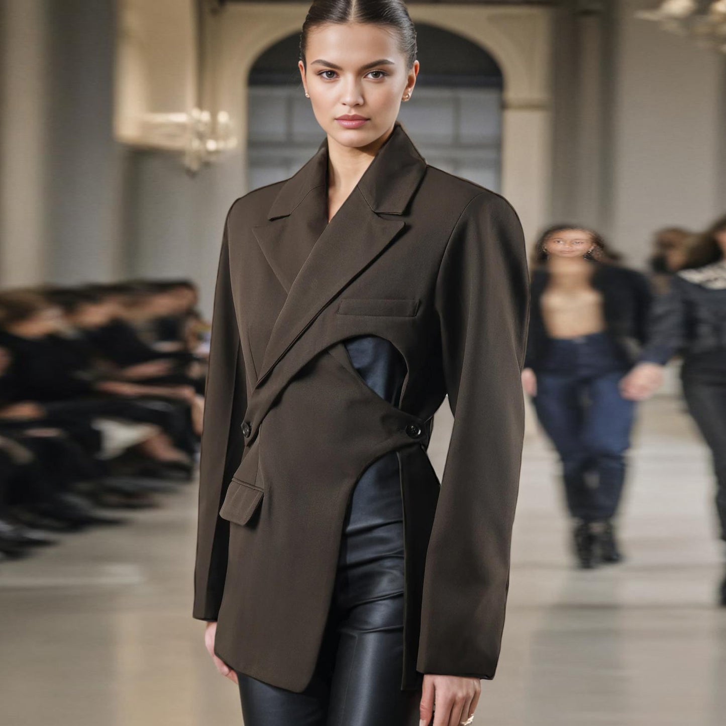 Blazer con aperture e laccio in vita