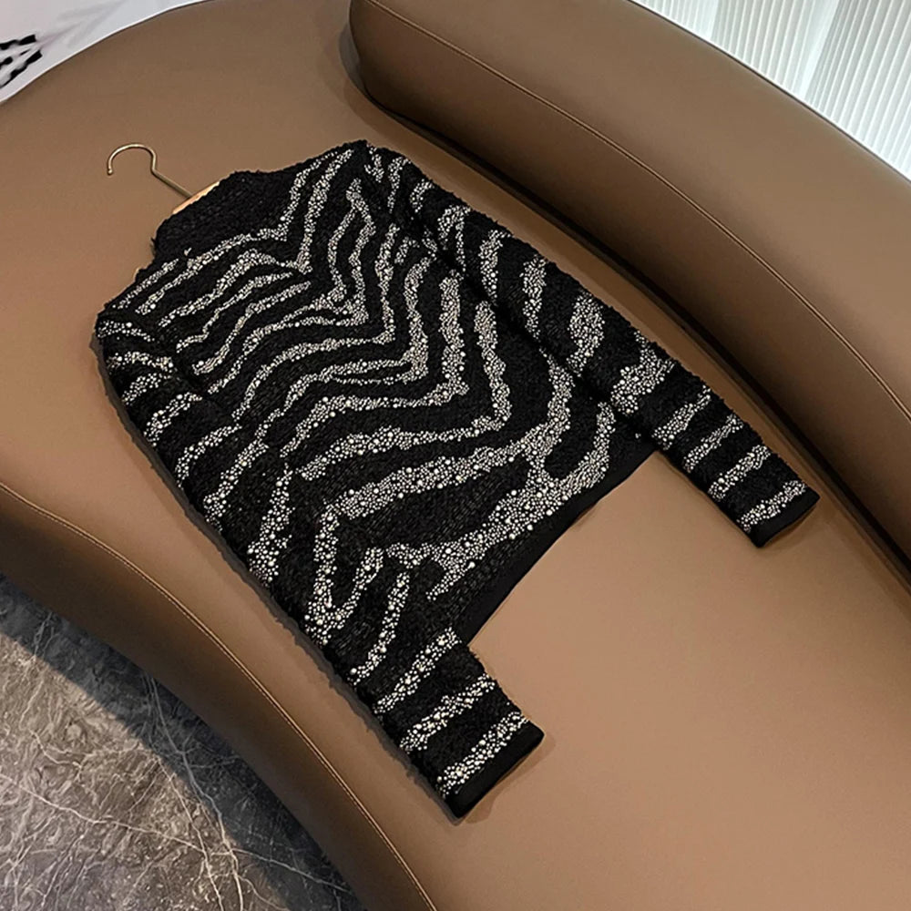 Completo tessuto elasticizzato perline applicate