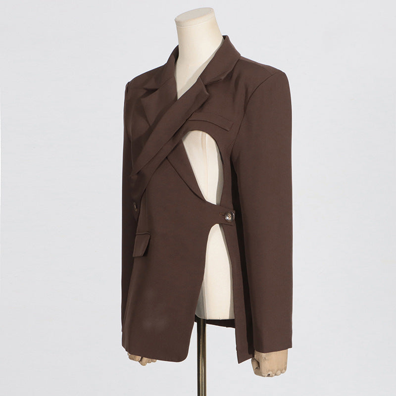 Blazer con aperture e laccio in vita