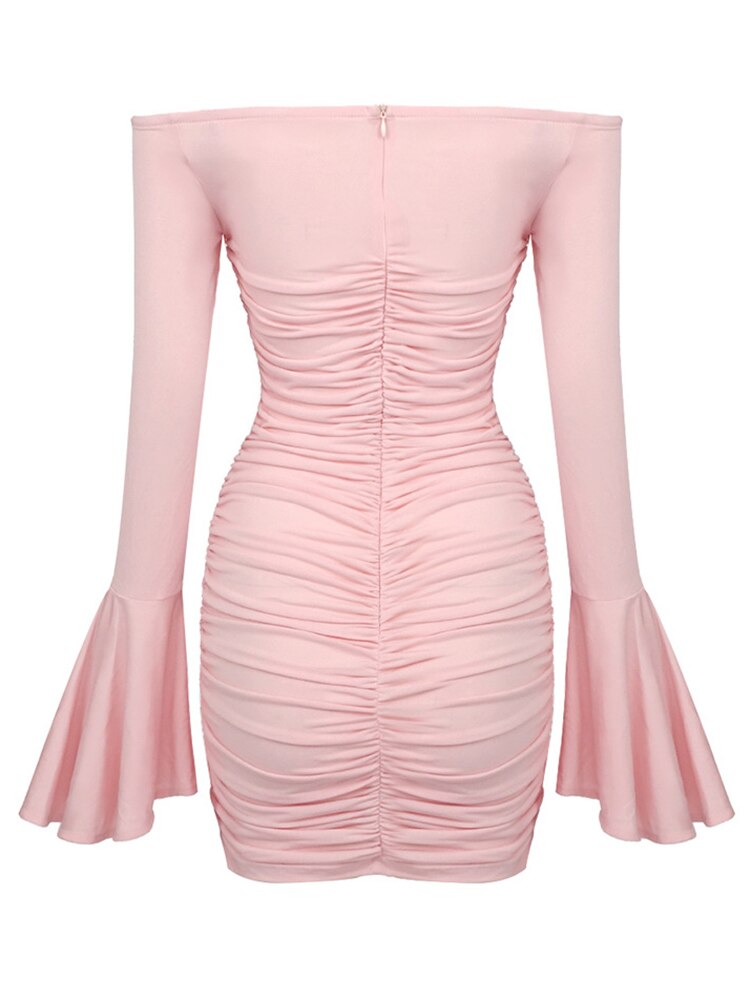 Mini abito drappeggiato rose applicate