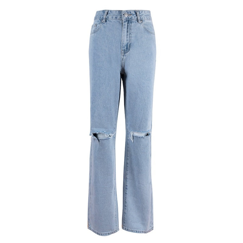 Jeans anni 90 gamba dritta con rotture