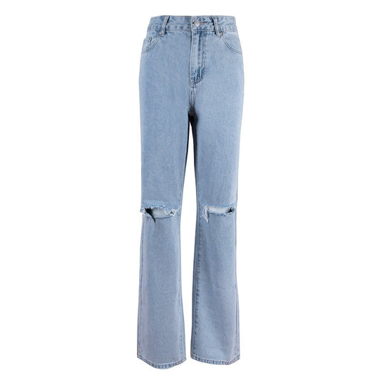 Jeans anni 90 gamba dritta con rotture