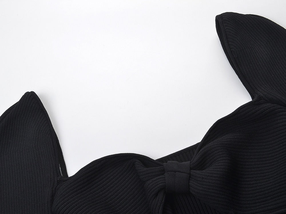 Abito lungo elegante in maglia scollatura a cuore
