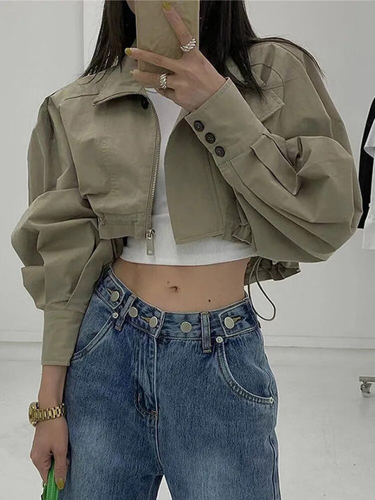 Giubbino crop in tela