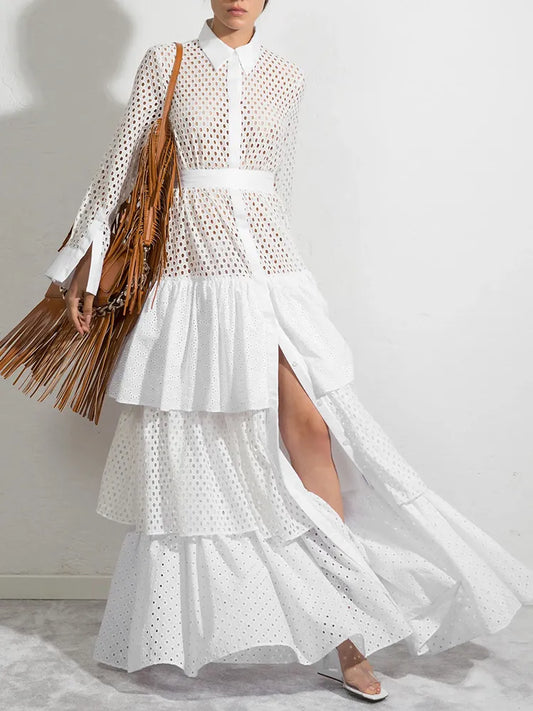 Vestito lungo a balze